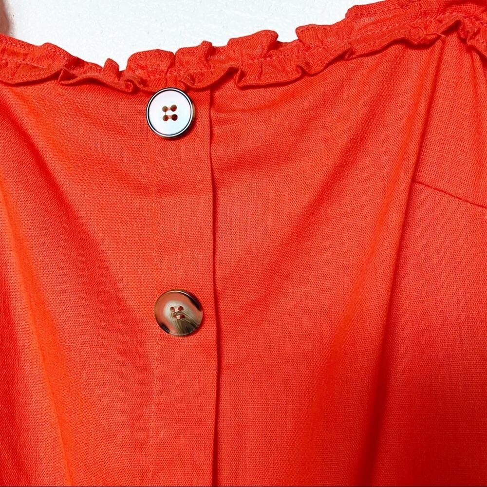 Newbury Kustom Button Front Ruffle Strap Dress Size Large - Picture 7 of 14